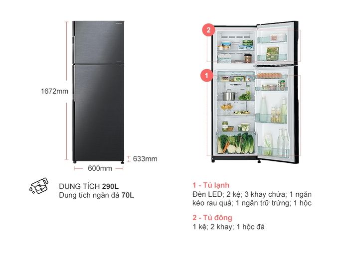 Hai mẫu tủ lạnh Hitachi R-H310PGV7(BBK) và R-B330PGV8(BBK) có điểm gì khác biệt?