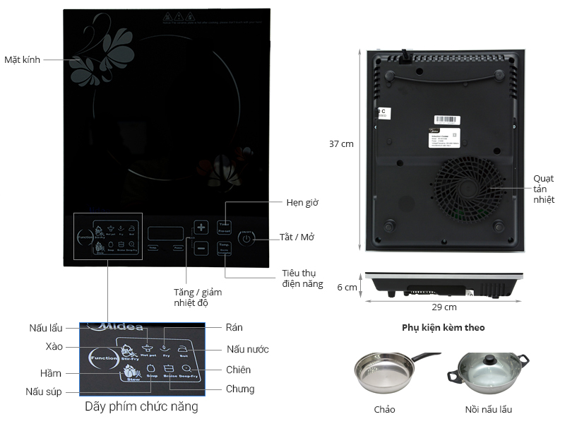 4 điểm ấn tượng giúp bếp điện từ Midea MI-SV21DM thu hút người dùng