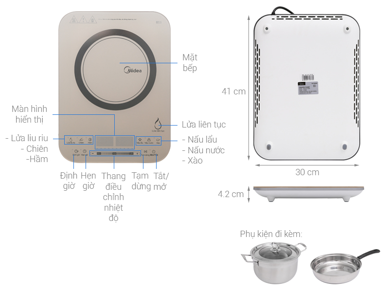 5 điểm nổi bật có trên bếp điện từ Midea chính hãng MI-T2117DA