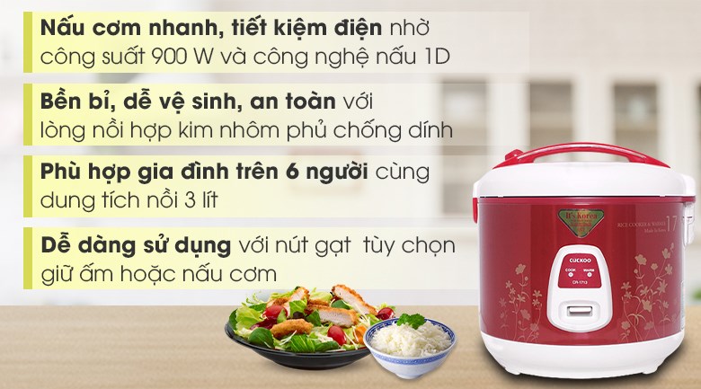 Ưu - nhược điểm của nồi cơm điện Cuckoo CR-1713 3 Lít có thể bạn chưa biết