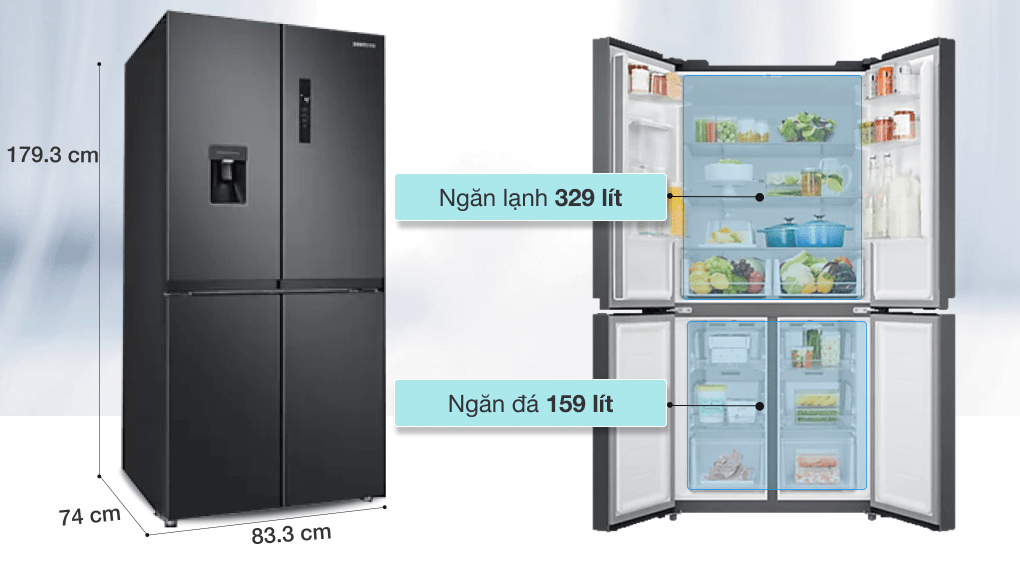 Tủ lạnh Hitachi R-FWB475PGV2(GBK) và Samsung RF48A4010B4/SV có gì khá biệt?