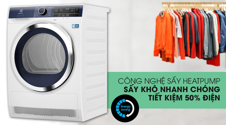 Máy Sấy Bơm Nhiệt Electrolux 8Kg EDH803BEWA