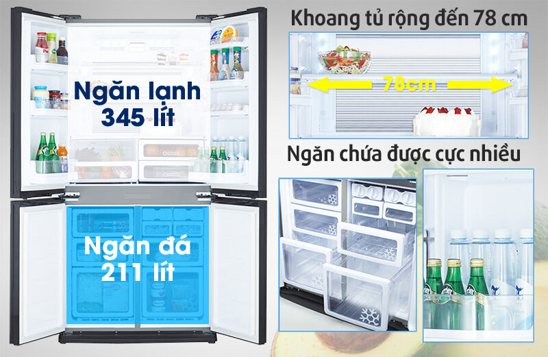 Nên mua tủ lạnh Sharp side by side SJ-FX630V-BE 556 lít tại Thiên Phú