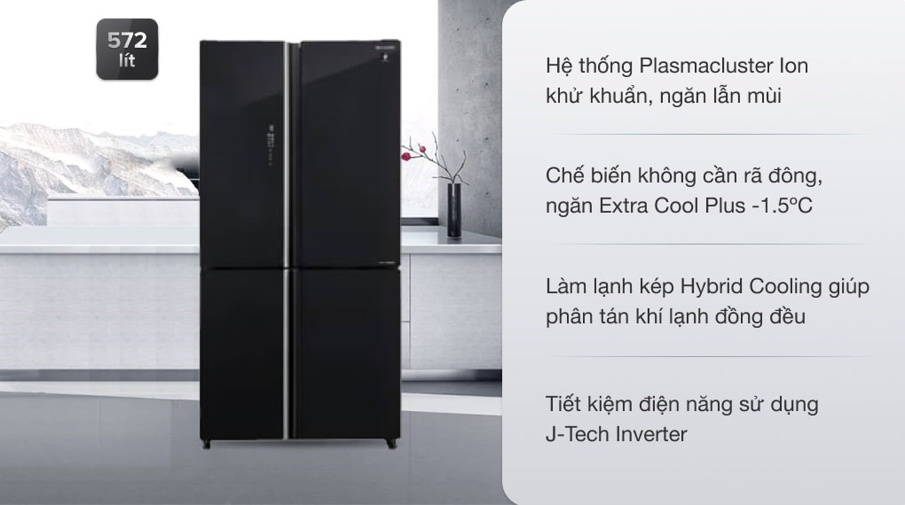 Đánh giá tủ lạnh Sharp 4 cánh 572 lít SJ-FXP640VG-BK dưới mọi góc nhìn