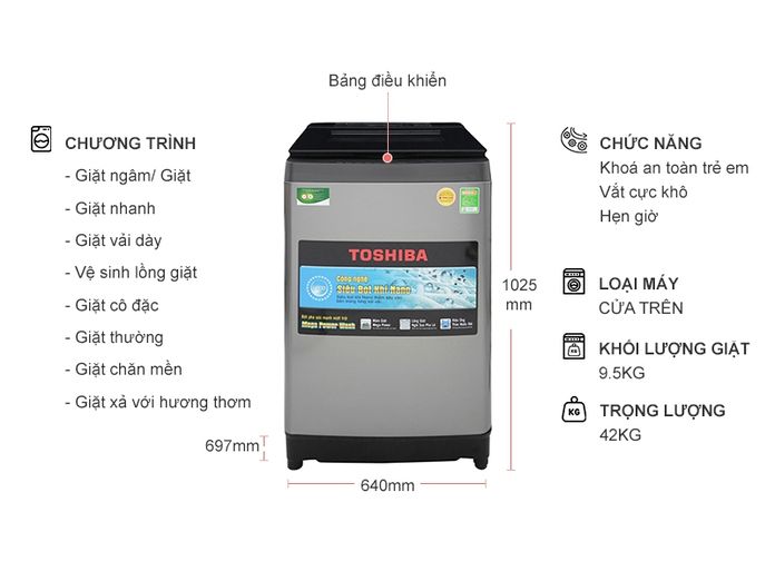 Tìm hiểu chiếc máy giặt Toshiba AW-UH1150GV(DS) 10.5 Kg
