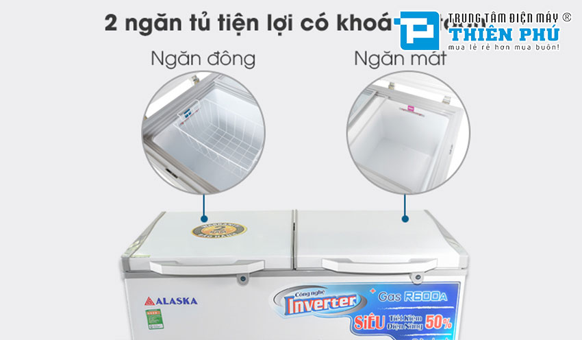 Tủ Đông Alaska Inverter Dàn Đồng FCA-4600CI 2 Ngăn 2 Cánh 450 Lít