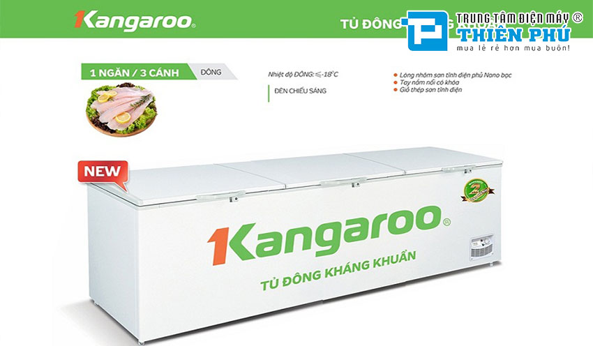 Tủ đông Kangaroo Dàn Nhôm KG1400A1 1 ngăn 3 cánh 1400 Lít