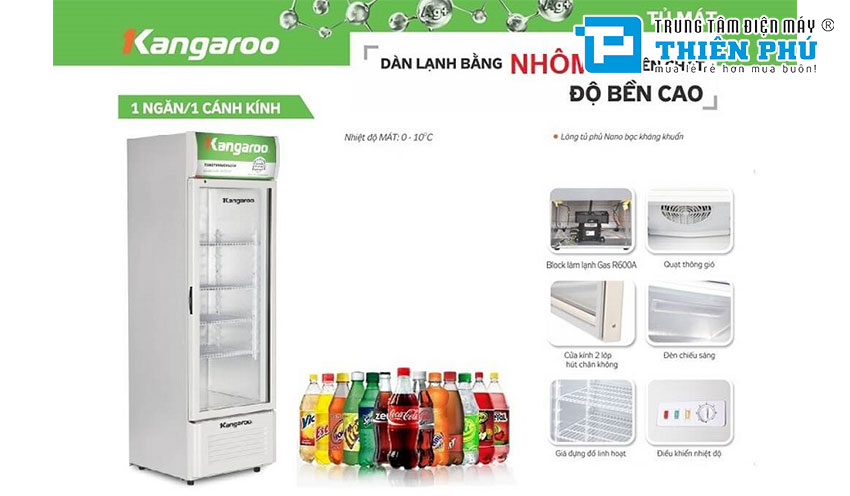 Tủ Mát Kangaroo 1 Cánh KG298AT 259 Lít Dàn Nhôm