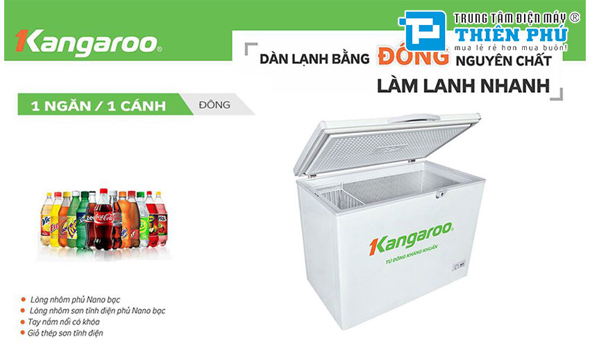 Tủ Đông Kangaroo Dàn Đồng KG298C1 1 Ngăn 298 Lít