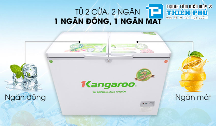 Tủ Đông Kangaroo Dàn Đồng KG688C2 2 Ngăn 2 Cánh 688 Lít