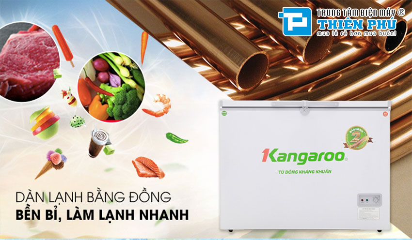 Tủ Đông Kangaroo Dàn Đồng KG688C2 2 Ngăn 2 Cánh 688 Lít