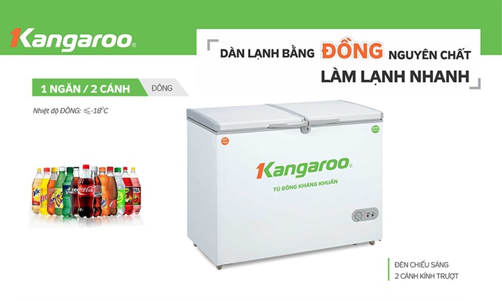 Tủ Đông Kangaroo Dàn Đồng KG699C1 1 Ngăn 2 Cánh 699 Lít