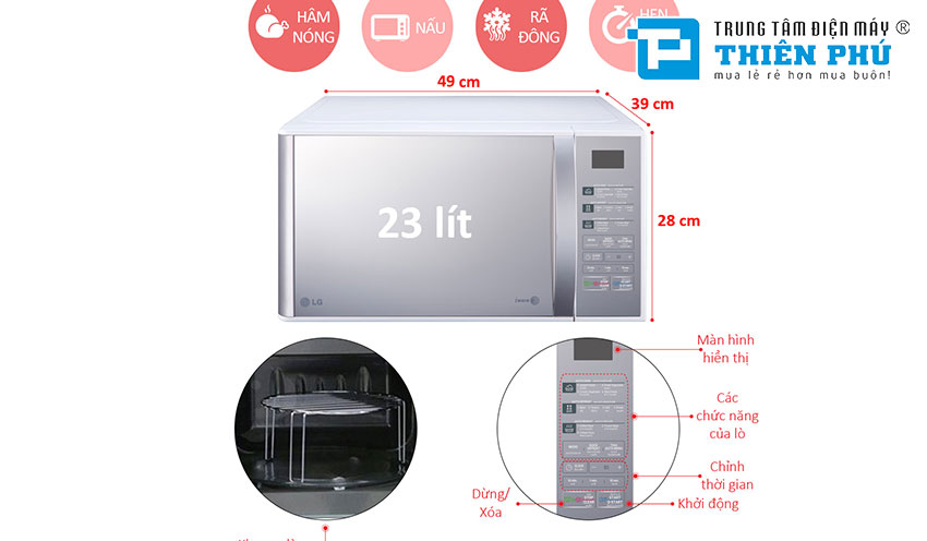 Lò Vi Sóng Điện Tử LG MH6343BAR 23 Lít