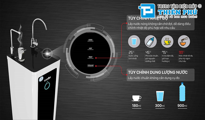 Máy Lọc Nước Nóng Lạnh RO Karofi O-H128/H 8 Lõi