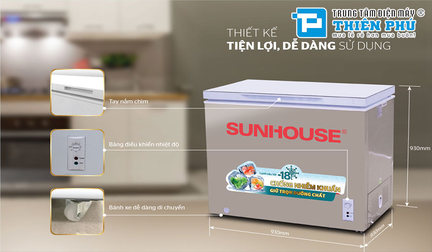 Tủ Đông Sunhouse 1 Ngăn 1 Cánh 205 Lít SHR-F1233W1