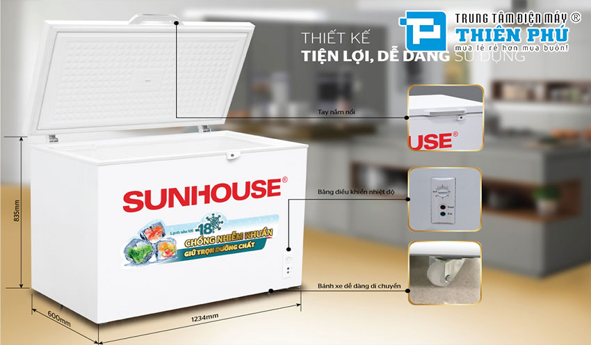 Tủ Đông Sunhouse 1 Ngăn 1 Cánh 225 Lít SHR-F1283W1