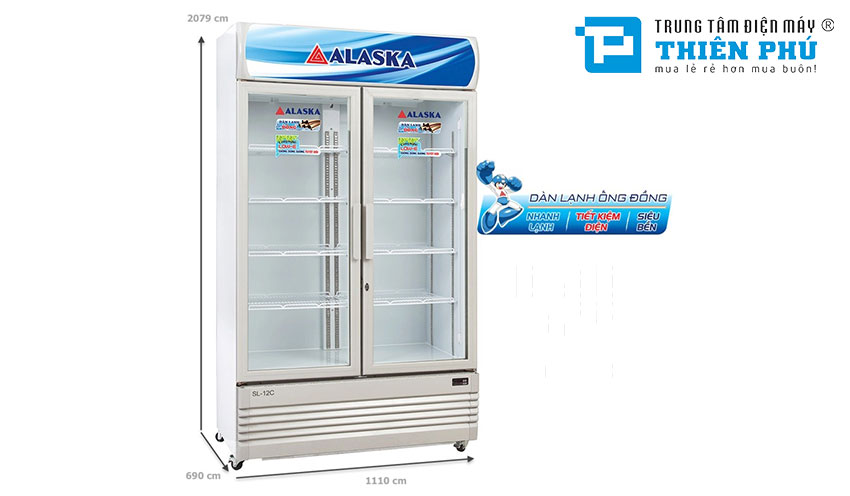 Tủ Mát Alaska 2 Cánh 1200 Lít SL-12C Dàn Đồng