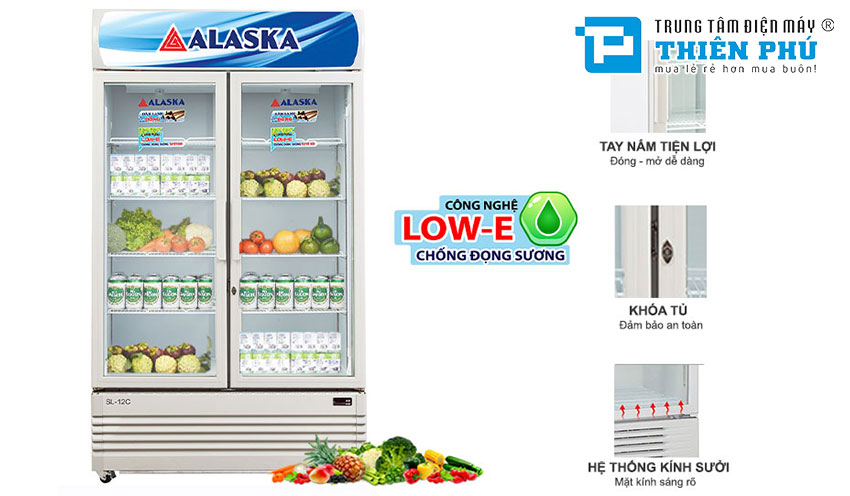 Tủ Mát Alaska 2 Cánh 1200 Lít SL-12C Dàn Đồng