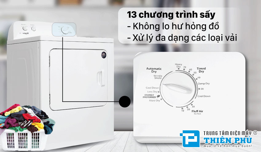 Máy sấy quần áo Whirlpool 15kg 3LWED4815FW lựa chọn hàng đầu cho gia đình đông thành viên