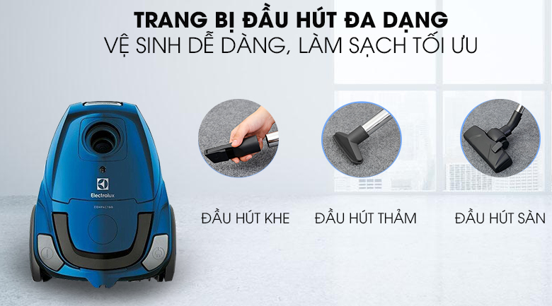 Giới thiệu đầu hút đa năng trên máy hút bụi Electrolux Z1220 1600W