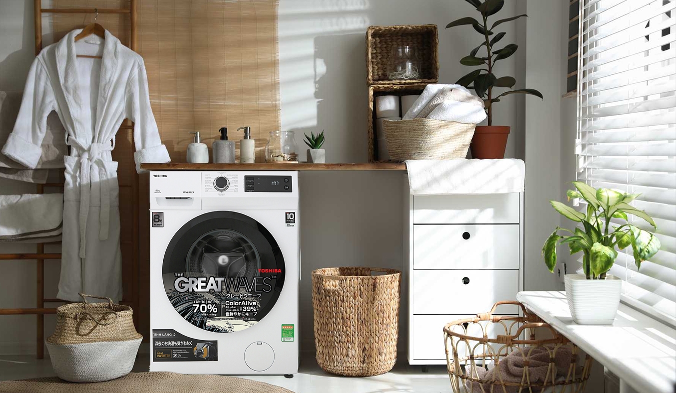 Sử dụng công nghệ tiết kiệm nước trên máy giặt Toshiba