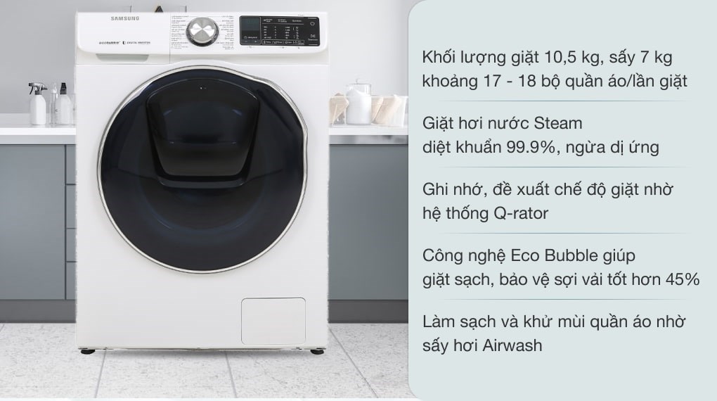 Có nên mua máy giặt sấy Samsung WD10N64FR2W/SV 10.5kg cho gia đình không?