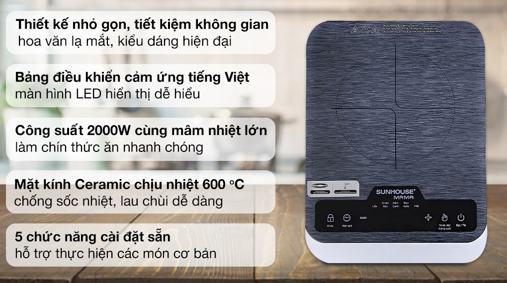 Giới thiệu bếp điện từ đơn Sunhouse MAMA SHD6858