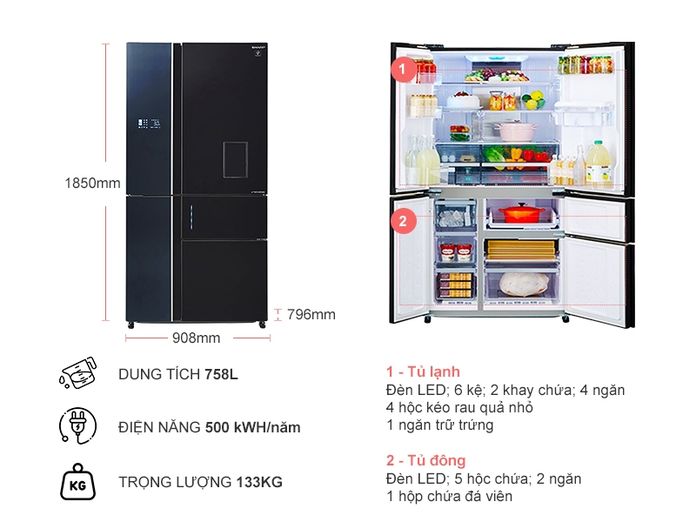 Ưu và nhược điểm của tủ lạnh Sharp SJ-F5X75VGW-BK