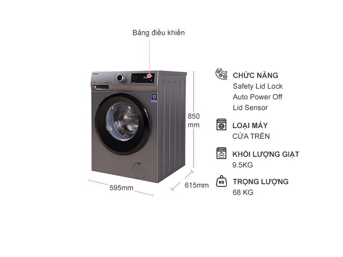 Máy giặt Toshiba inverter TW-BK105S3V(SK) 9.5 kg mẫu mã sang trọng