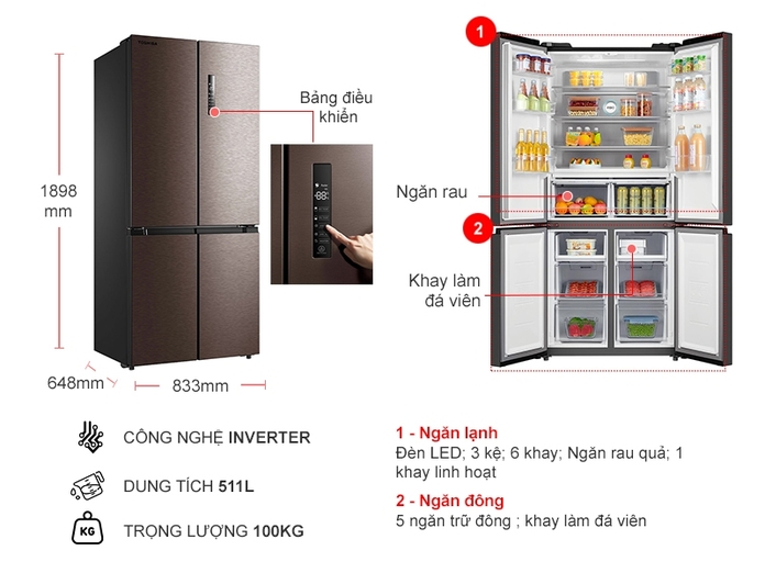 So sánh tủ lạnh Toshiba RF610WE-PMV(37)-SG Và LG GR-B247WB
