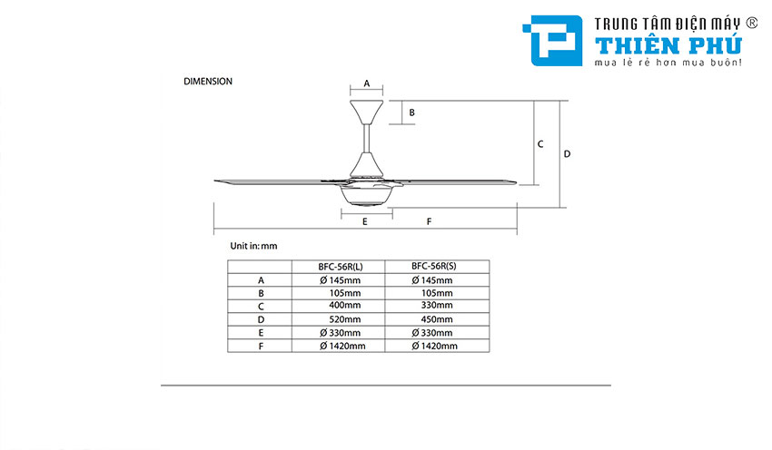 Quạt Trần Benny BFC-56R 3 Cánh Có Điều Khiển