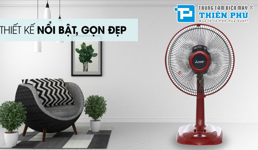 Quạt Bàn Mitsubishi D12-GV CY-RD Đỏ Đậm