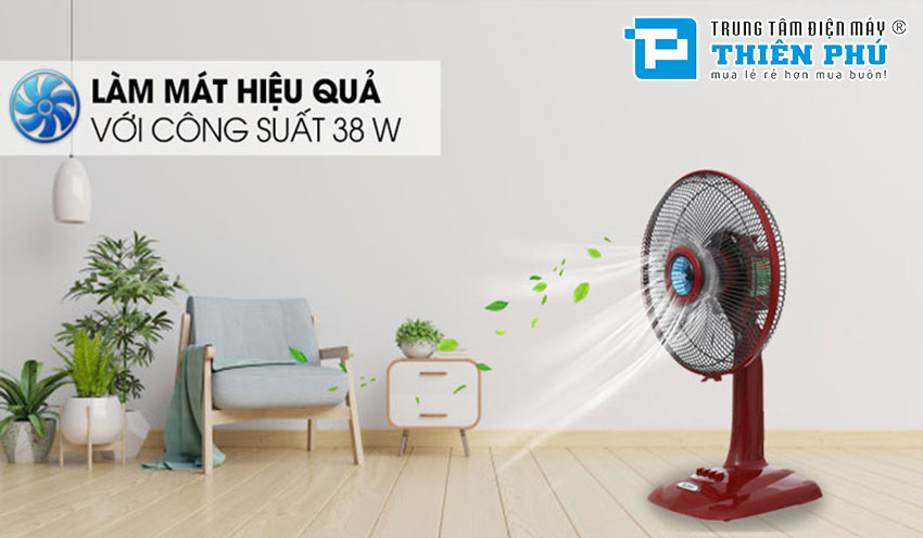 Quạt Bàn Mitsubishi D12-GV CY-RD Đỏ Đậm
