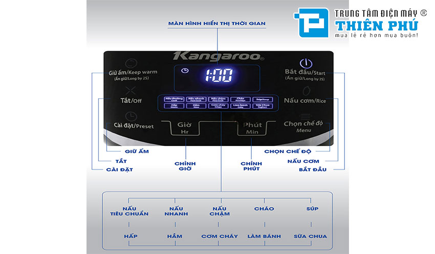 Nồi Cơm Điện Tử Kangaroo KG595 1.8 Lít