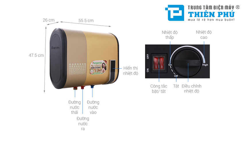 Bình Nóng Lạnh Kangaroo KG664Y