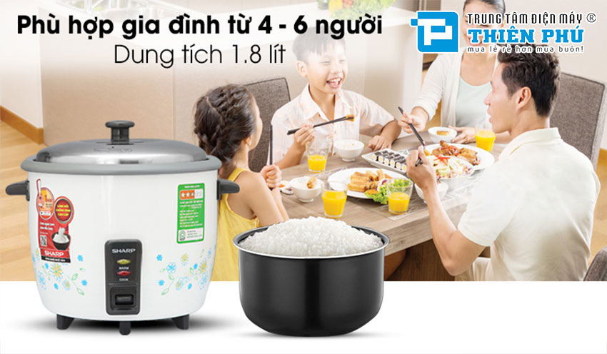 Nồi Cơm Điện Nắp Rời Sharp KSH-218SNV-SF