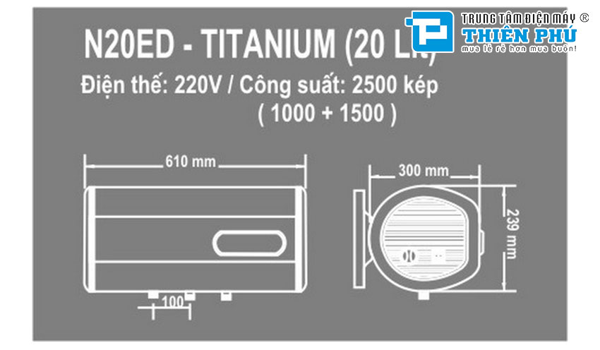 Bình Nóng Lạnh Picenza 20ED 20 Lít