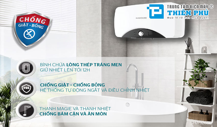 Bình Nóng Lạnh Sunhouse 20 Lít SHA9265L