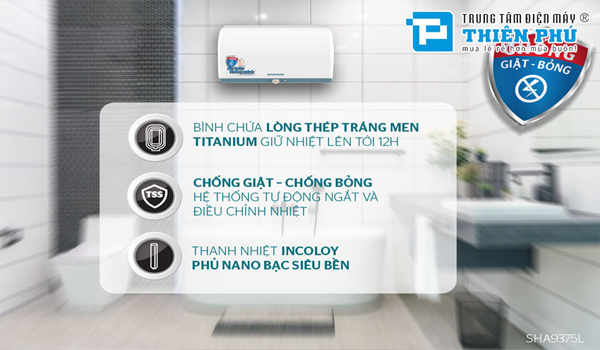 Bình Nóng Lạnh Sunhouse 30 Lít SHA9375L