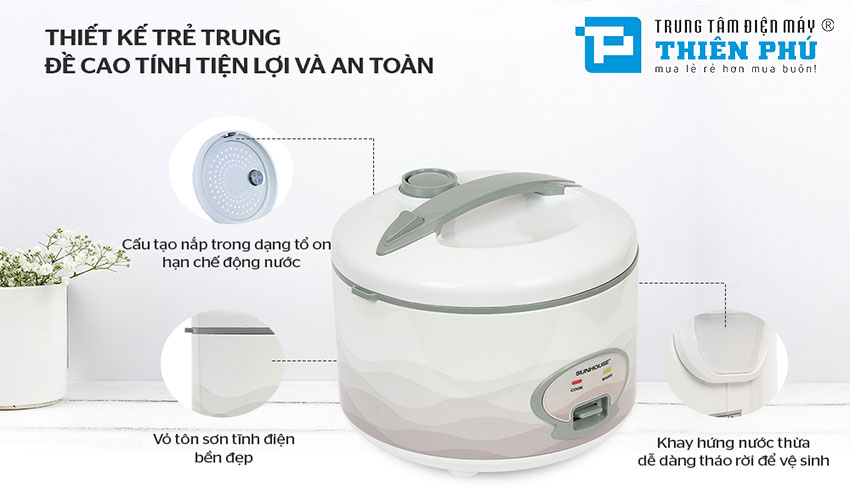 Nồi Cơm Điện Sunhouse SHD8602 1.8 Lít