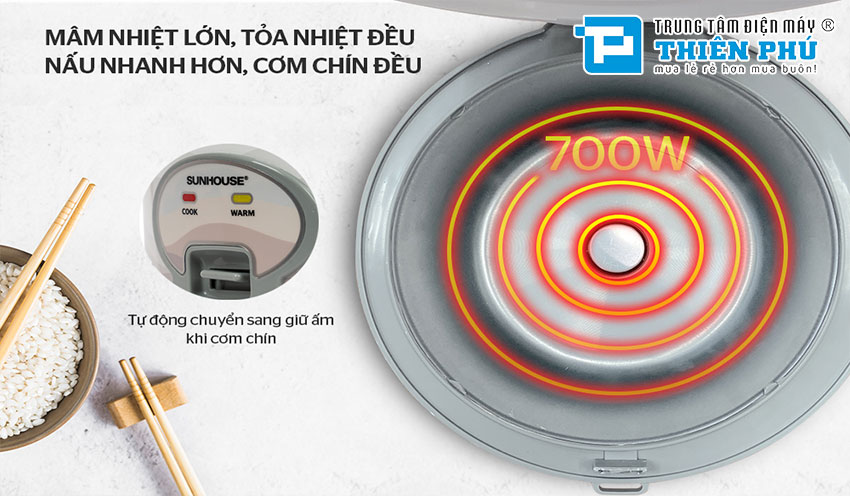 Nồi Cơm Điện Sunhouse SHD8602 1.8 Lít
