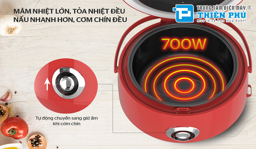Nồi Cơm Điện Sunhouse SHD8606R 1.8 Lít