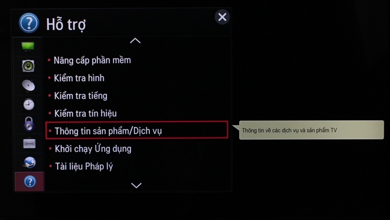 Hướng dẫn kiểm tra thông tin tivi trên Smart tivi LG hệ điều hành Netcast