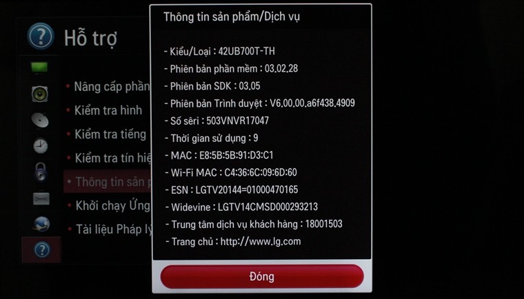 Hướng dẫn kiểm tra thông tin tivi trên Smart tivi LG hệ điều hành Netcast