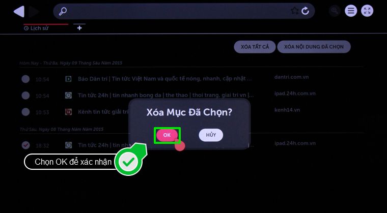 Hướng dẫn xóa lịch sử duyệt web trên Smart tivi LG hệ điều hành WebOS