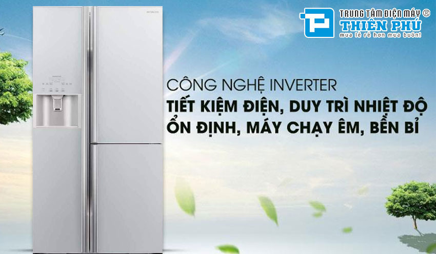 Tủ Lạnh Hitachi Side By Side Inverter 584 Lít R-FM800GPGV2(GS) 3 Cánh