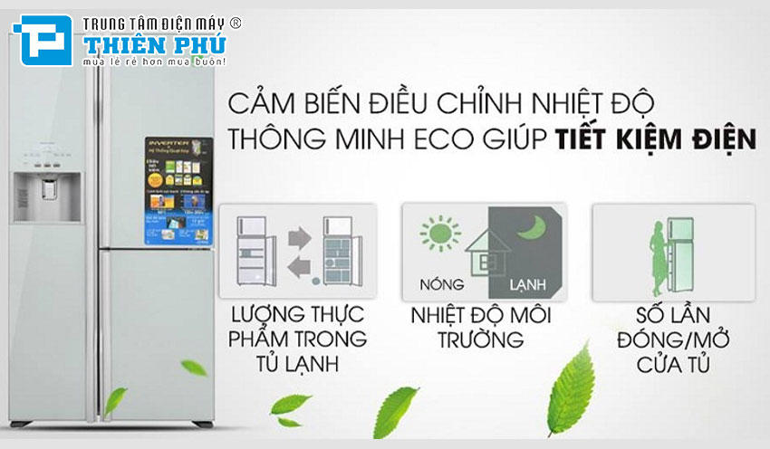 Tủ Lạnh Hitachi Side By Side Inverter 584 Lít R-FM800GPGV2(GS) 3 Cánh