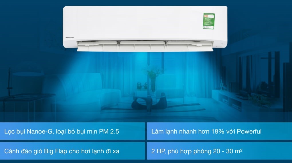 Điều Hòa Panasonic CU/CS-N18UKH-8, 1 Chiều 18000Btu Gas R32