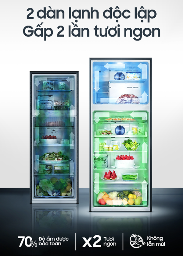 Tủ lạnh 2 dàn lạnh độc lập tiêu chuẩn hàng đầu chọn mua tủ lạnh