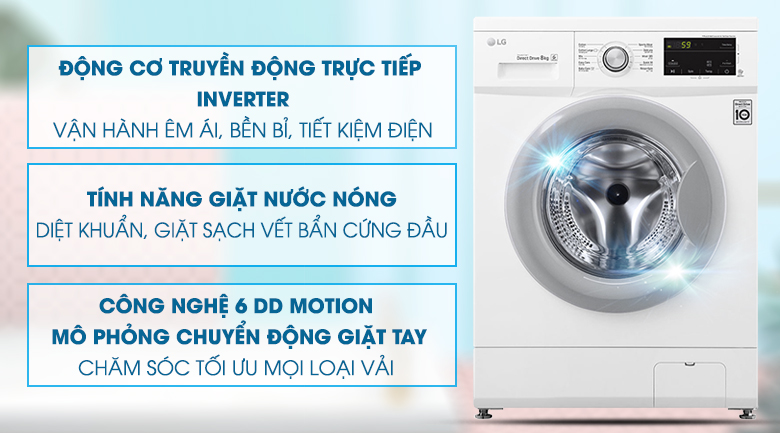 Đánh giá máy giặt LG Inverter FM1208N6W 8 Kg dùng có tốt không?